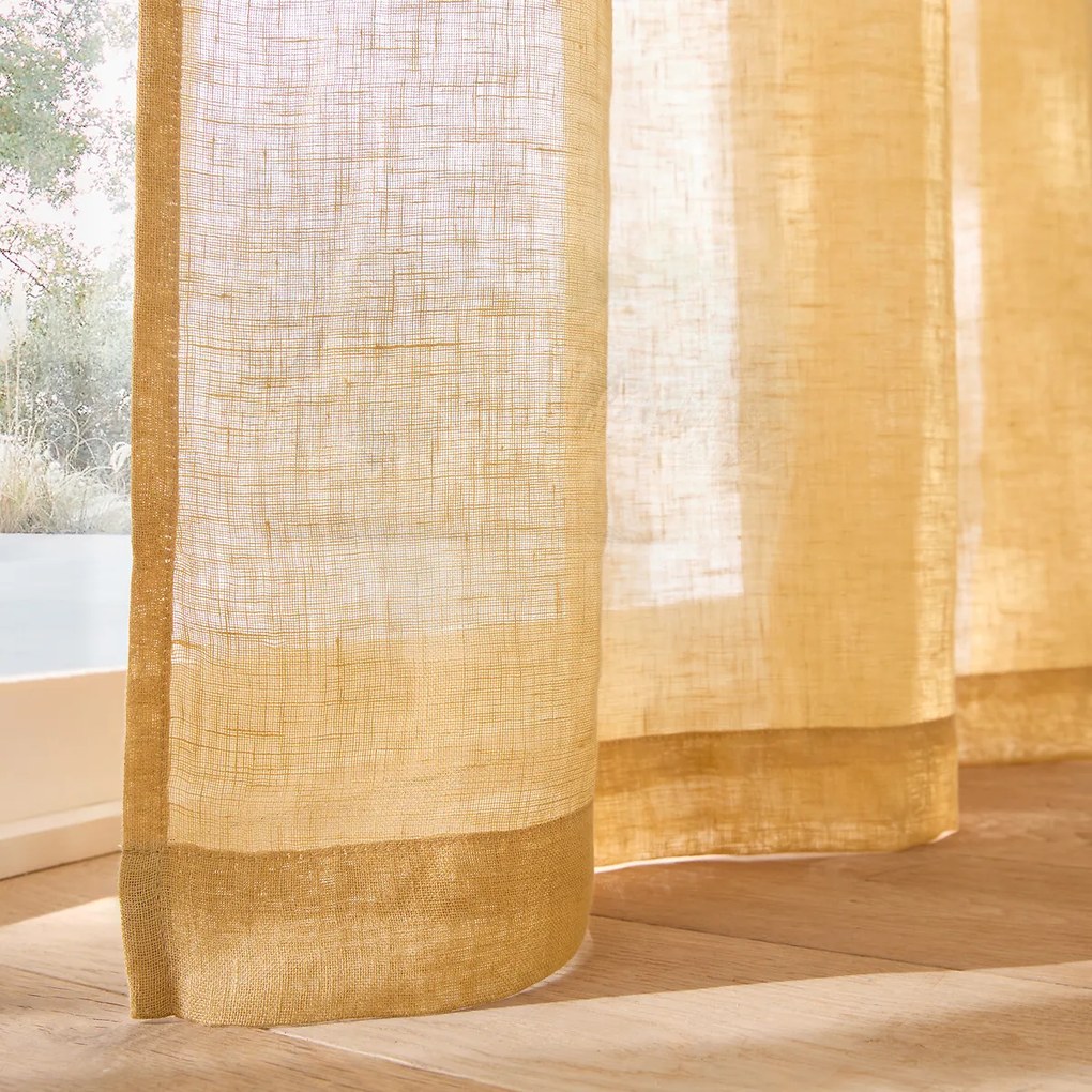 Glasgordijn in linnen met oogjes, Onega