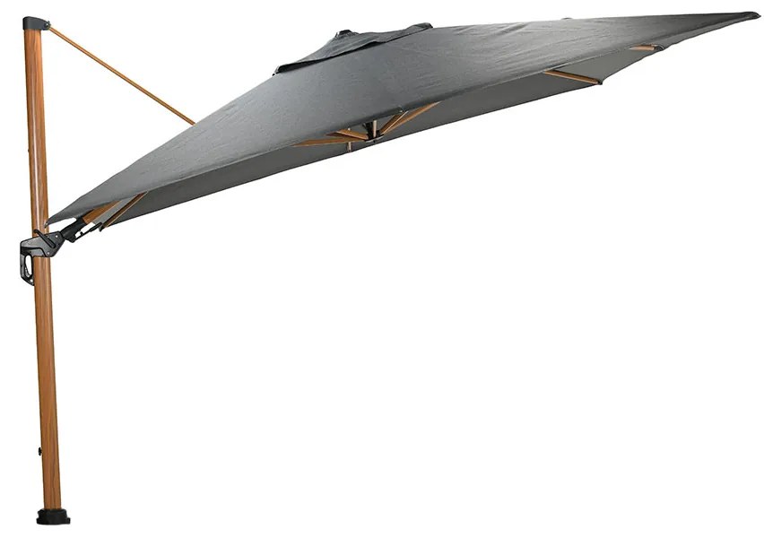 Garden Impressions Zweefparasol Hawaii Deluxe 300x300 - teak look / donker grijs