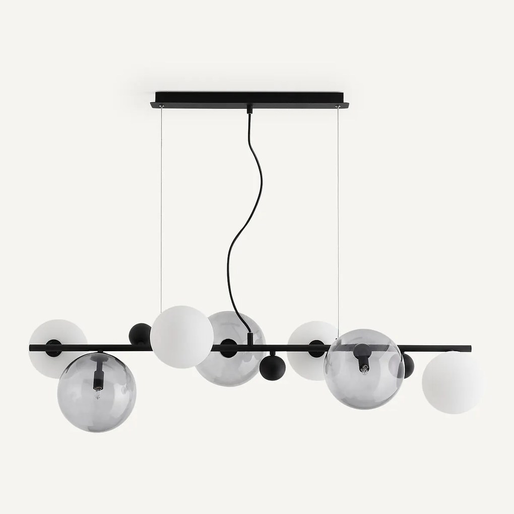 Hanglamp in smoked glas en metaal, Bullesco