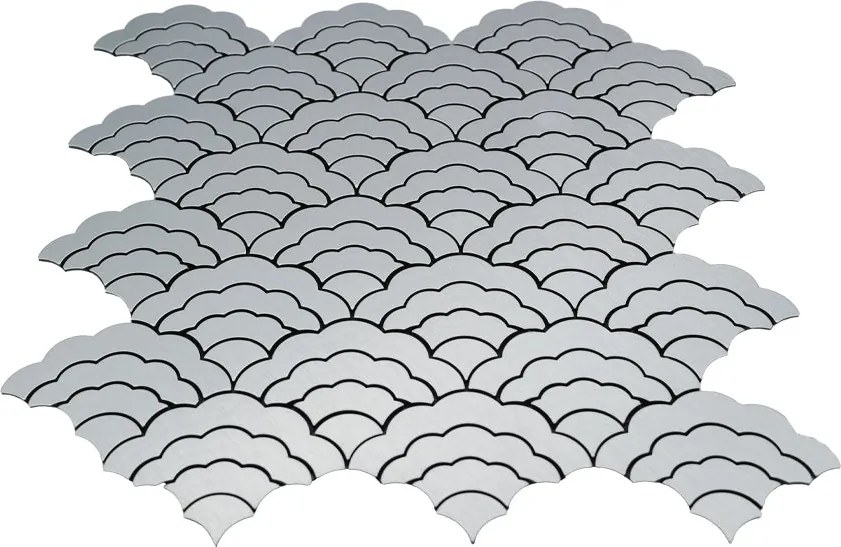 Zelfklevende Mozaïektegels Metaal | Waaier Zilver | 26,8×28,1 cm | Keuken, Bad & WC