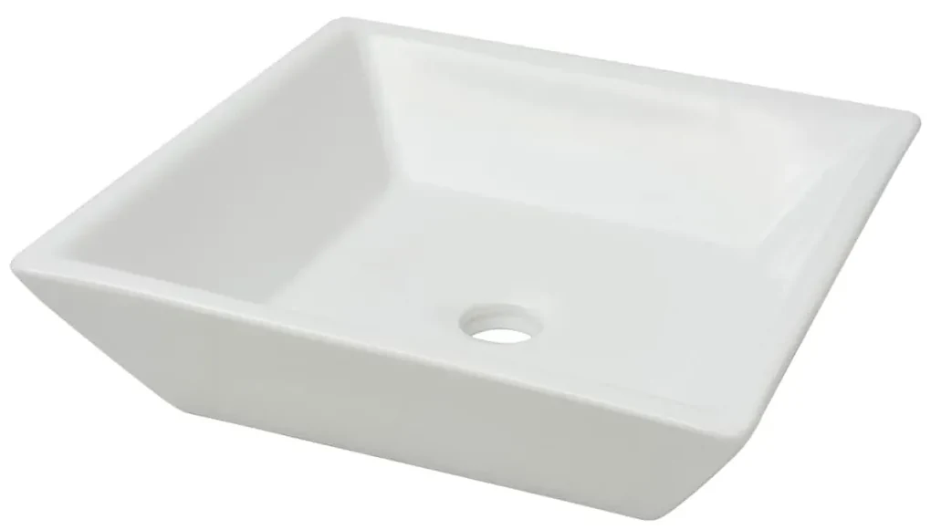 vidaXL Wastafel vierkant wit 41,5x41,5x12 cm keramiek