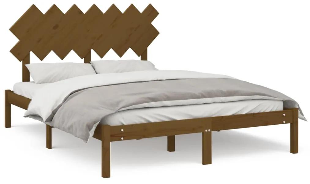 vidaXL Bedframe massief hout honingbruin 150x200 cm 5FT King Size