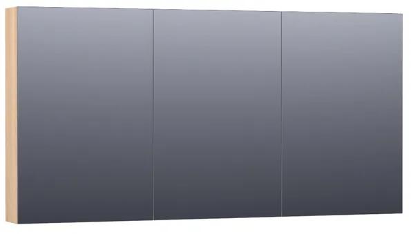 BRAUER Plain Spiegelkast - 140x70x15cm - 3 links- en rechtsdraaiende spiegeldeuren hout - Smoked oak SK-PL140SO