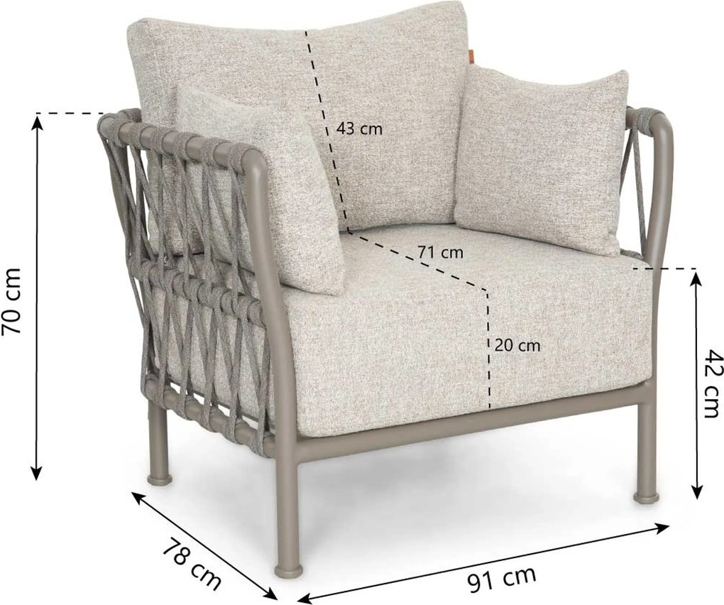 Stoel en Bank Loungeset 5 personen Rope Zand/Beige  Santika Furniture Santika