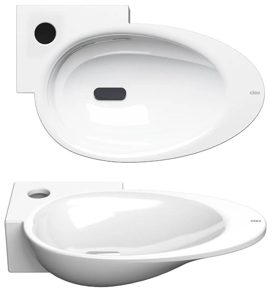 Clou First keramische hoekfontein 39cm met kraangat links wit glans
