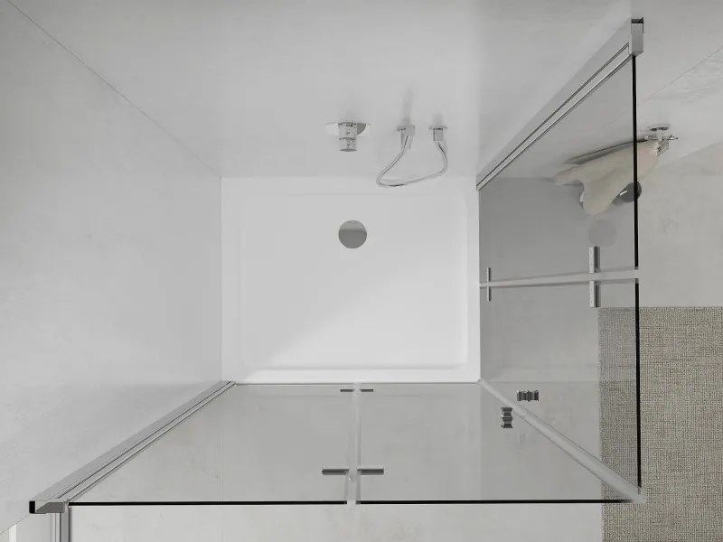 Mexen Lima Duo inklapbare douchecabine 80 x 70 cm, transparant, chroom + Flat douchebak - 856-080-070-01-02-4010