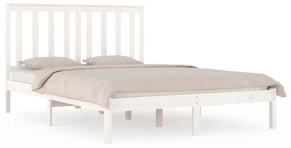 vidaXL Bedframe massief grenenhout wit 150x200 cm 5FT King Size