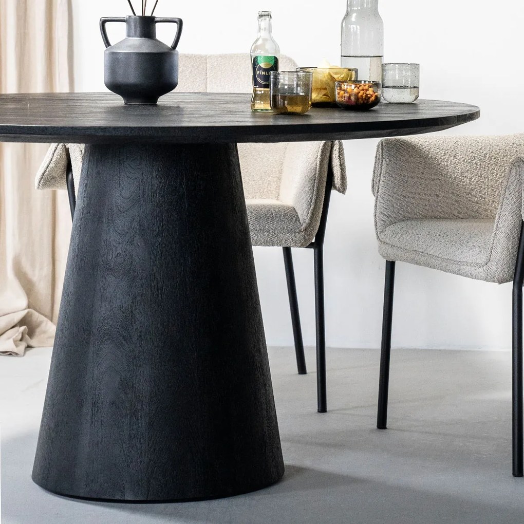 Ronde Eettafel Zwart 130 Cm - 130 X 130cm.