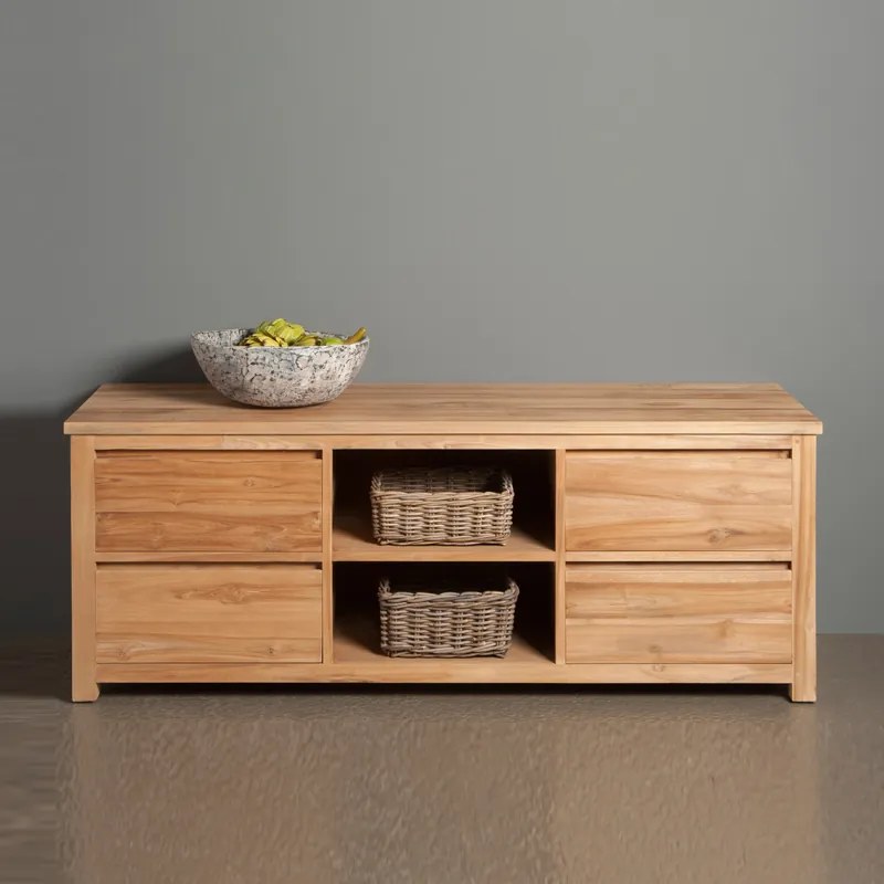 Hoog Tv-meubel Teak - 4 Lades - 160cm - 160x50x60cm.