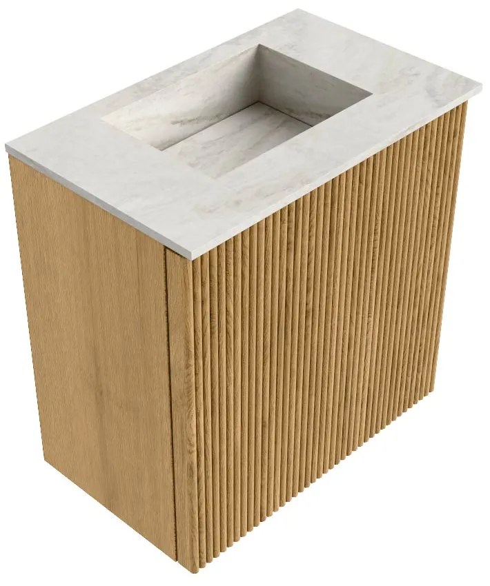Mondiaz Joya DLux 40cm toiletmeubel oak met wastafel faye midden zonder kraangat ostra