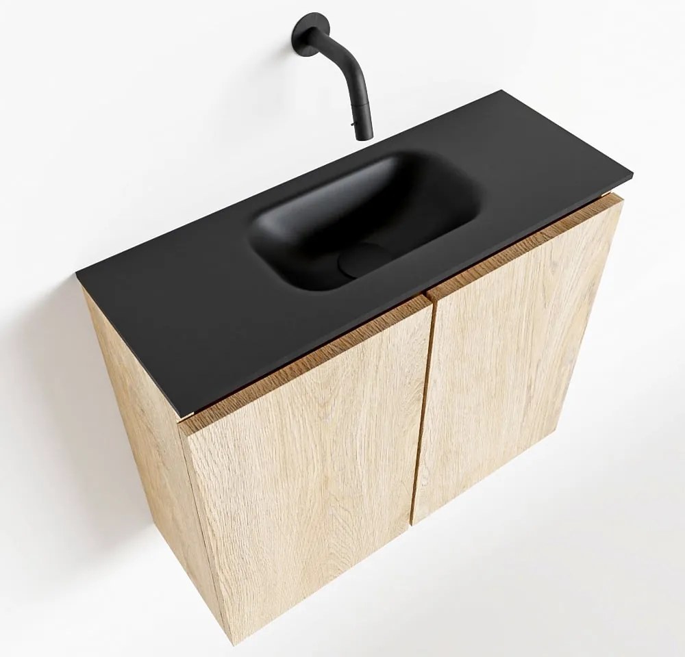 Mondiaz Ture 60cm toiletmeubel washed oak met wastafel urban midden geen kraangat