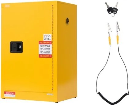 VEVOR Brandveilige Opslagkast 49,21 L, 59 x 46 x 90 cm Brandwerende Kast met Verstelbare Plank, Koudgewalst en Gegalvaniseerd Staal, Brandwerende Kast, voor Commercieel en Industrieel Gebruik, Geel