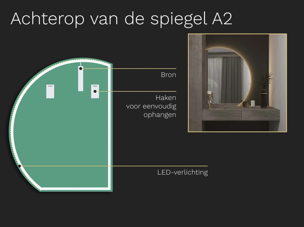 Atypische badkamerspiegel met LED verlichting A2