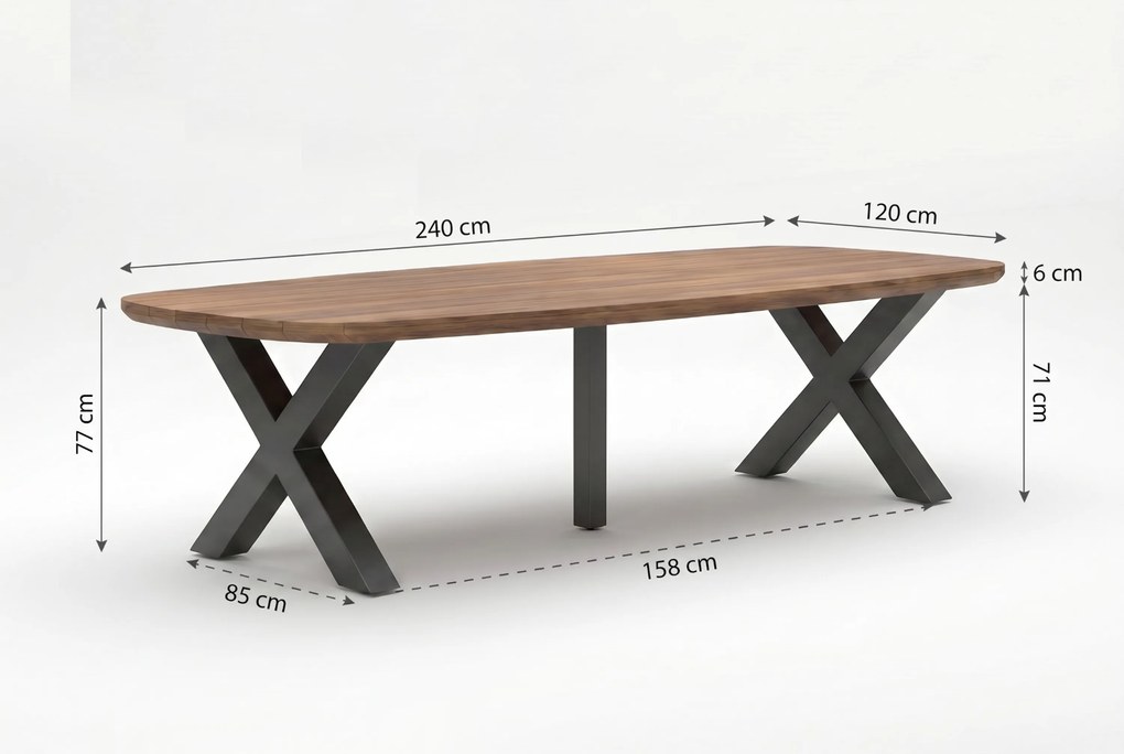 Dining Tuintafel rechthoekig 300 x 100 cm antracite Grijs Falcon/Cardiff