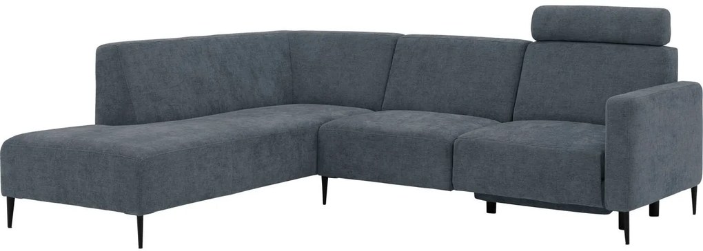 Goossens Hoekbank Tiolo Met Relaxfunctie En Hoofdsteun grijs, stof, 3-zits, modern design met ligelement links