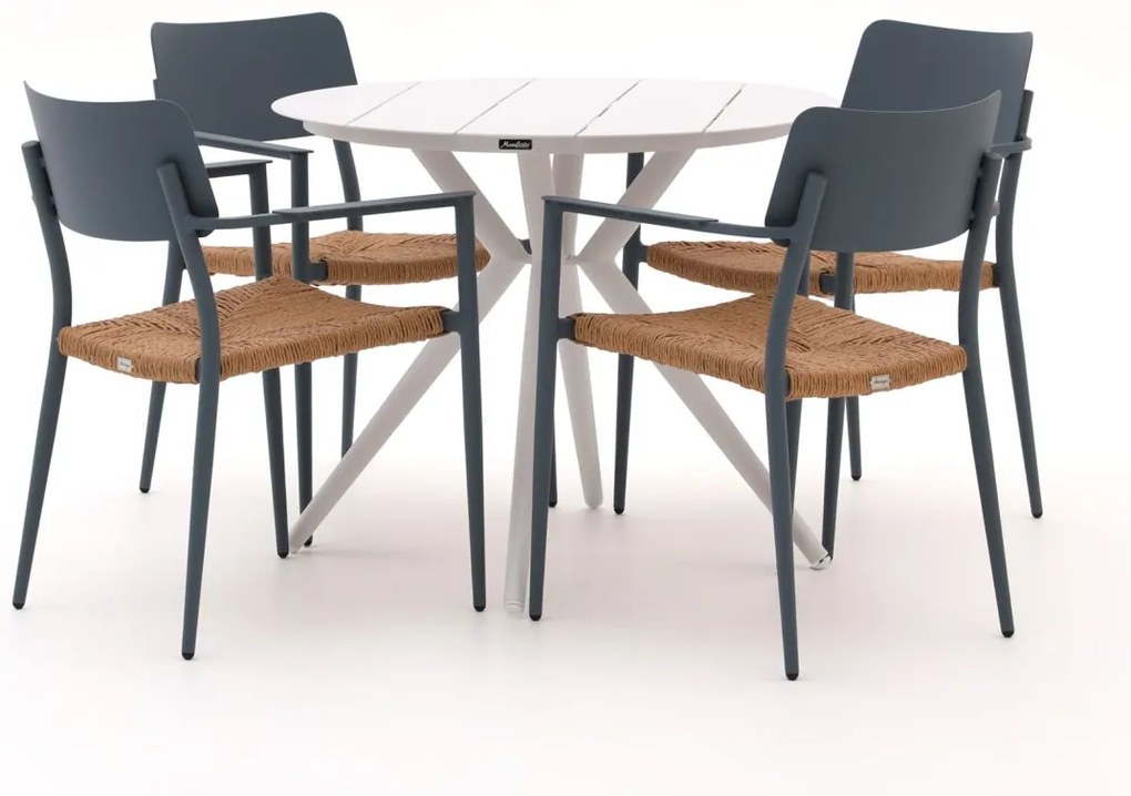 Diningset Bellagio  | 4 personen aluminium | Tuinset stapelbaar | 5-delig | Kees Smit Tuinmeubelen