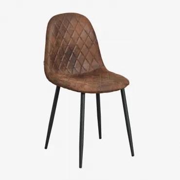 Pack Van 4 Eetkamerstoelen In Kunstleer Glamm Koffie Diamond & Zwart - Sklum