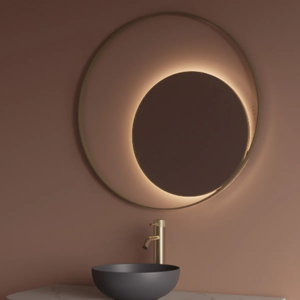 Gliss Design Kosmos spiegel rond met cirkel 80cm mat goud met handsensor