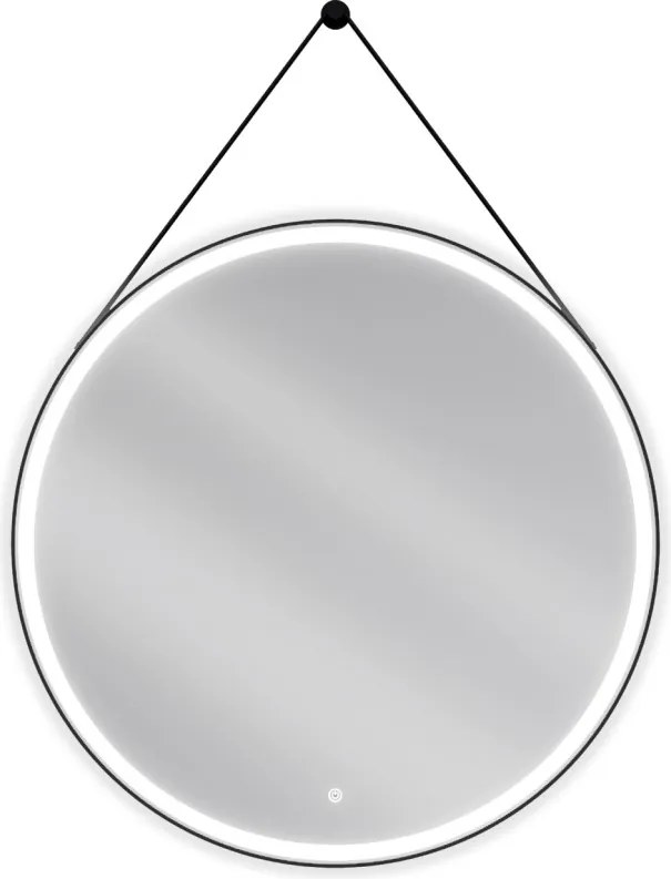 Mexen Reni verlichte ronde badkamer spiegel 90 cm, LED 6000K, anti-condens, zwarte lijst - 9812-090-090-611-70