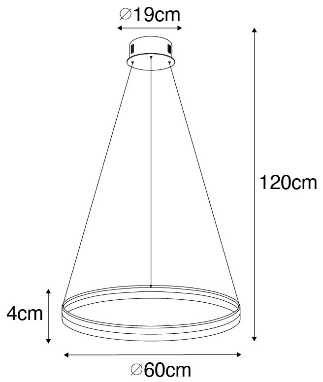 Design hanglamp goud 60 cm incl. LED 3-staps dimbaar - Anello Design rond Binnenverlichting Lamp