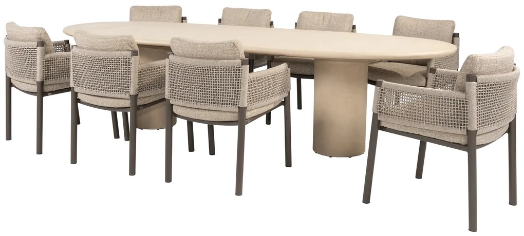 4 Seasons Outdoor Savanne tuinset terre met Hampton tafel 300 cm Tuinset bruin weerbestendig