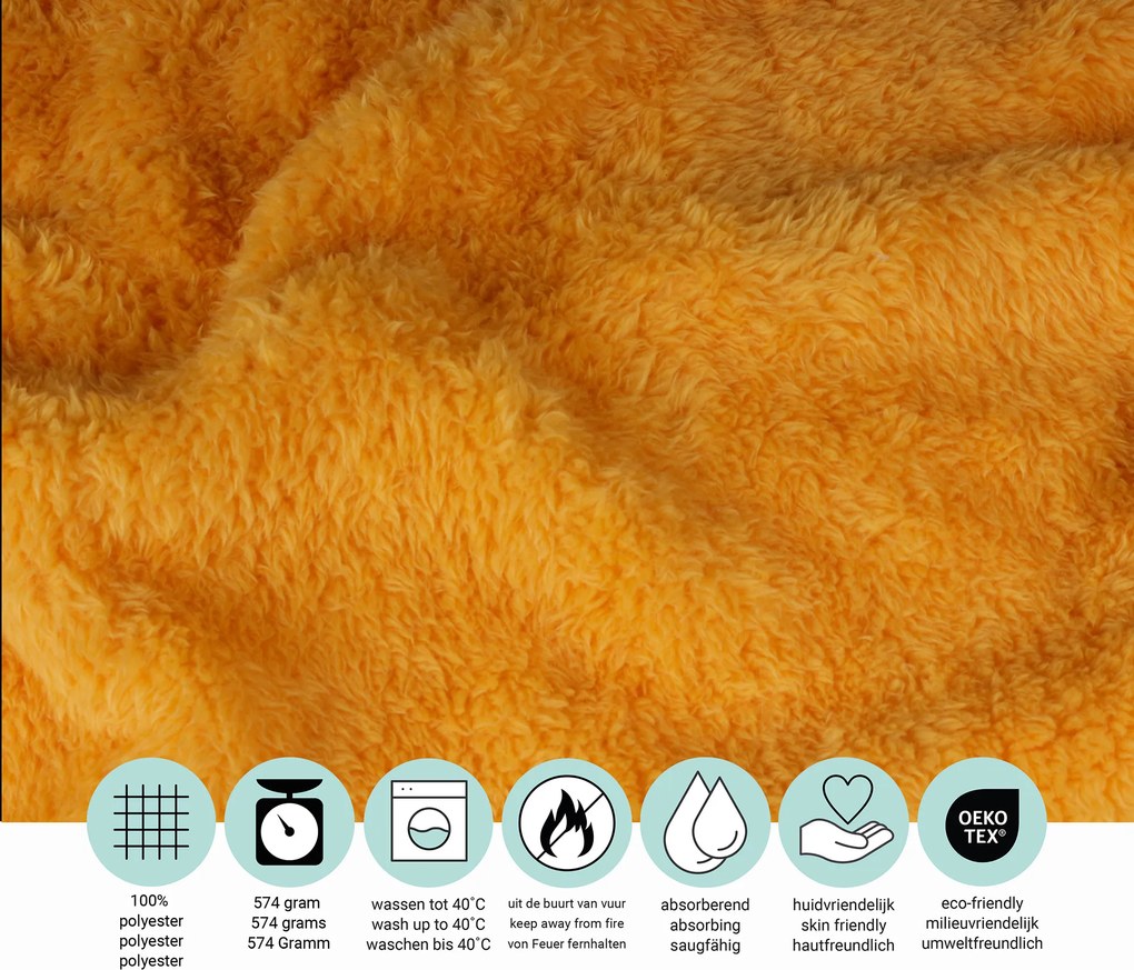 Teddy Fleece Deken - Ultrazacht - 130x170 - geel