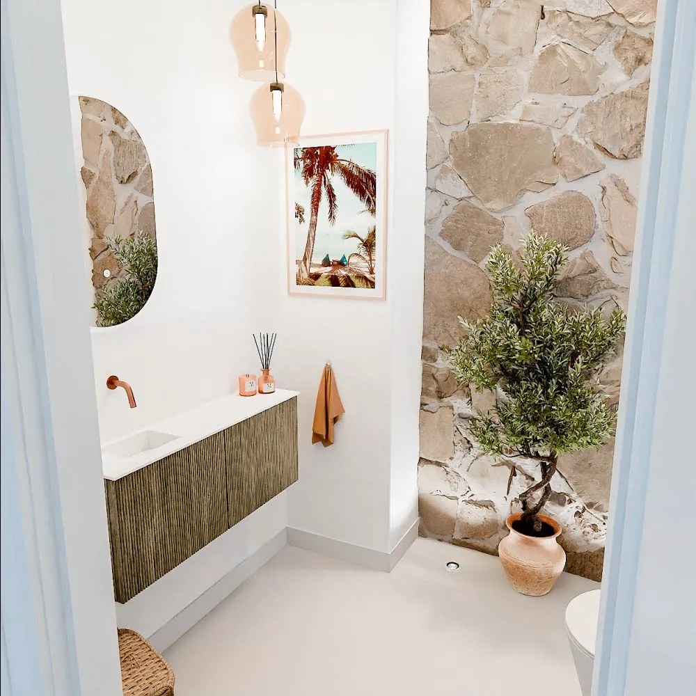 Mondiaz Joya 100cm toiletmeubel dusk met wastafel faye links zonder kraangat talc