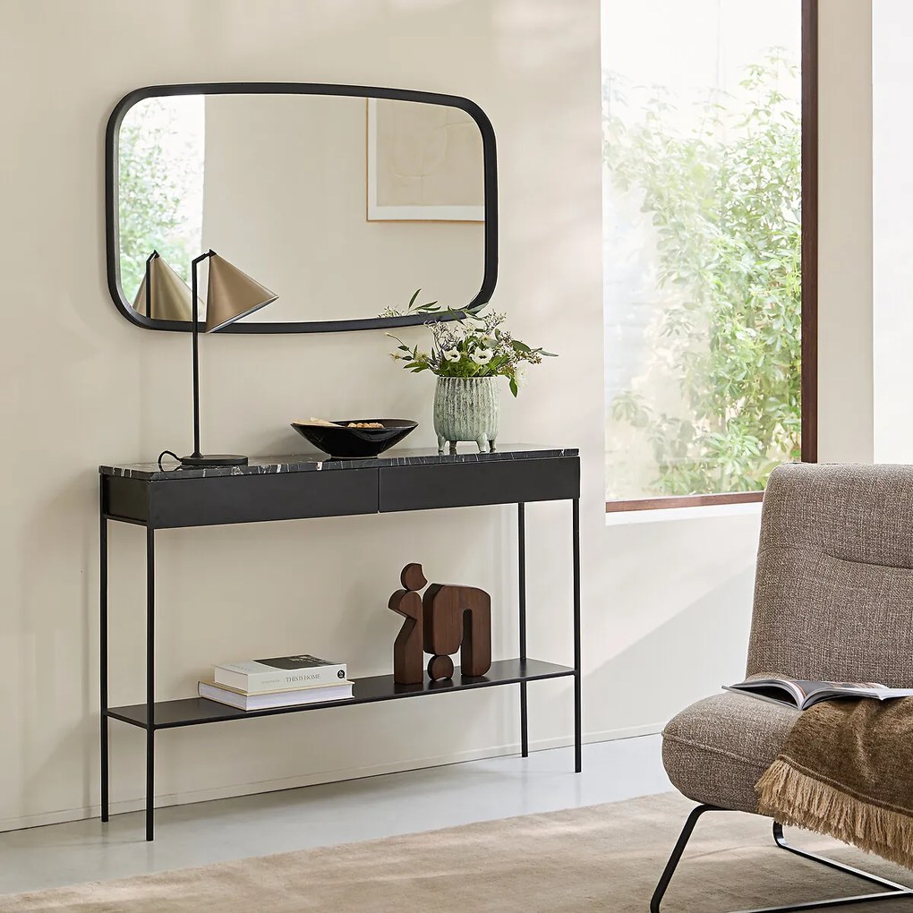 Rechthoekige spiegel van massief eiken H110 cm Orion