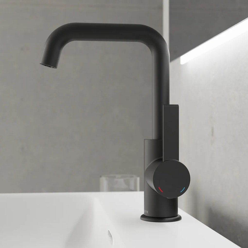 Schutte Los angeles wastafelkraan met draaibare uitloop zwart mat