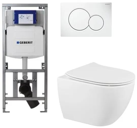 QeramiQ Fortune toiletset met Geberit inbouwreservoir, witte bedieningsplaat en toilet met zitting glans wit 0701131/SW439189/SW524128/0700518
