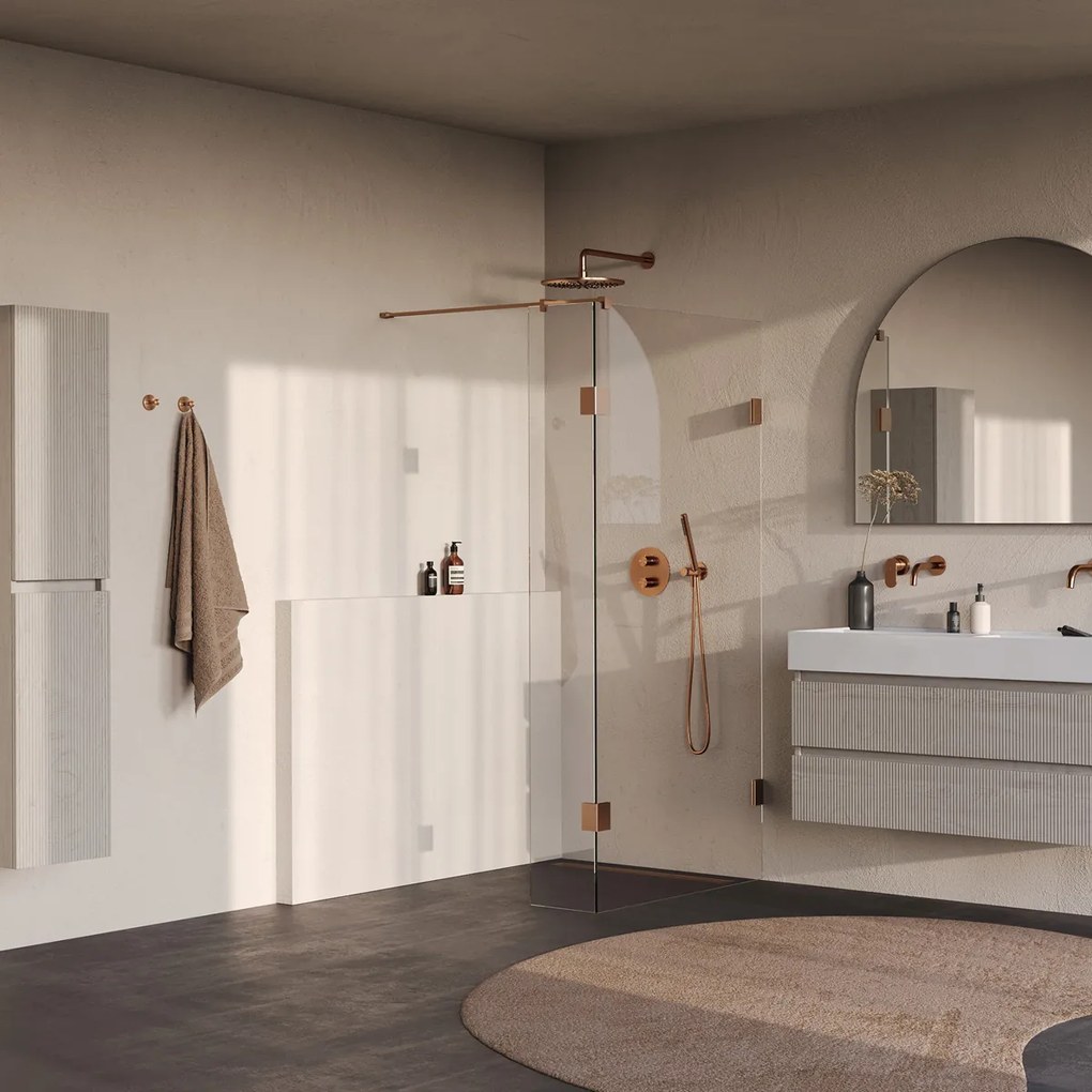 Brauer Void profielloze inloopdouche 100cm met 40cm zijwand koper geborsteld PVD