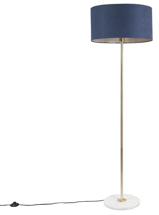Vloerlamp messing met blauwe kap 50 cm - Kaso Modern E27 rond Binnenverlichting Lamp