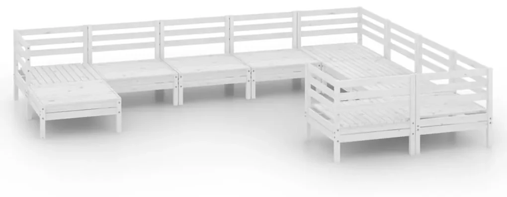 vidaXL 10-delige Loungeset massief grenenhout wit