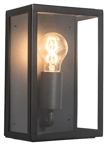 Industriële buiten wandlamp zwart met glas 25,5 cm IP44 - Rotterdam Modern, Landelijk E27 IP44 Buitenverlichting