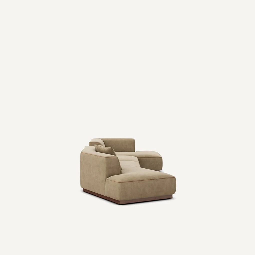 Open bank met hoek rechts met voetensteun in stonewashed fluweel, JACOPO