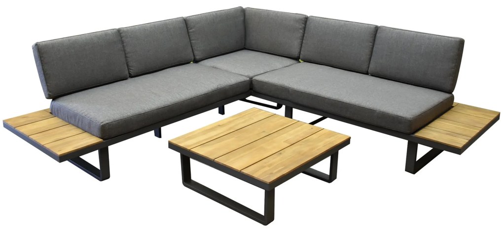 Showroommodel Dilos platform hoek loungeset 3 delig antraciet aluminium