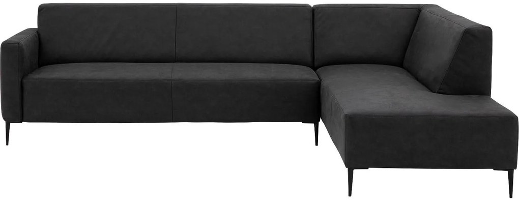 Goossens Key West antraciet, micro leer, 3-zits, modern design met ligelement rechts