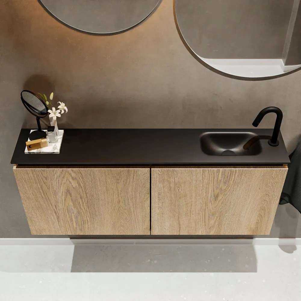 Mondiaz Ture 120cm toiletmeubel washed oak met wastafel urban rechts 1 kraangat