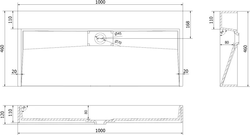 Mexen Ava opbouw wastafel van conglomeratie B/O 100 x 46 cm, wit - 23011000