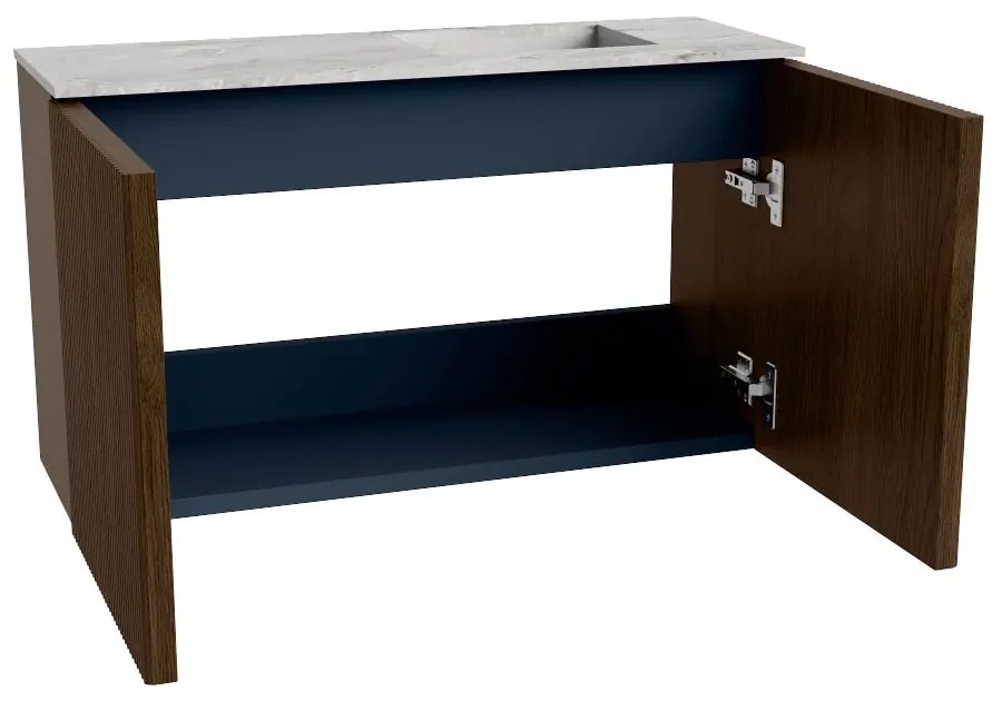 Mondiaz Joya DLux 70cm toiletmeubel walnut met wastafel faye rechts 1 kraangat glace