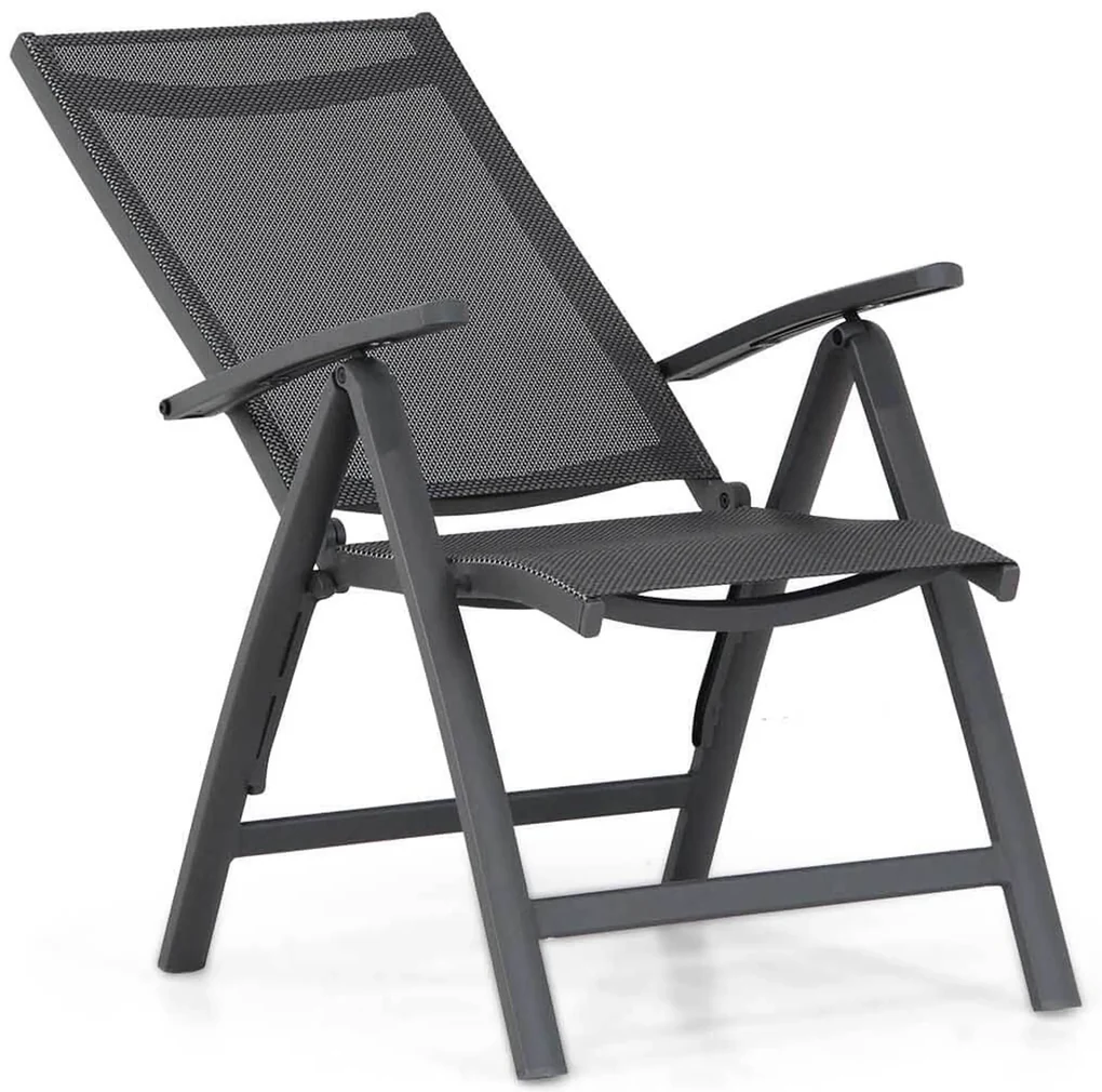 Tuinset Ronde Tuintafel 4 personen 125 cm Aluminium/Textileen /Aluminium/textileen Grijs Presto Vasto/Ancona