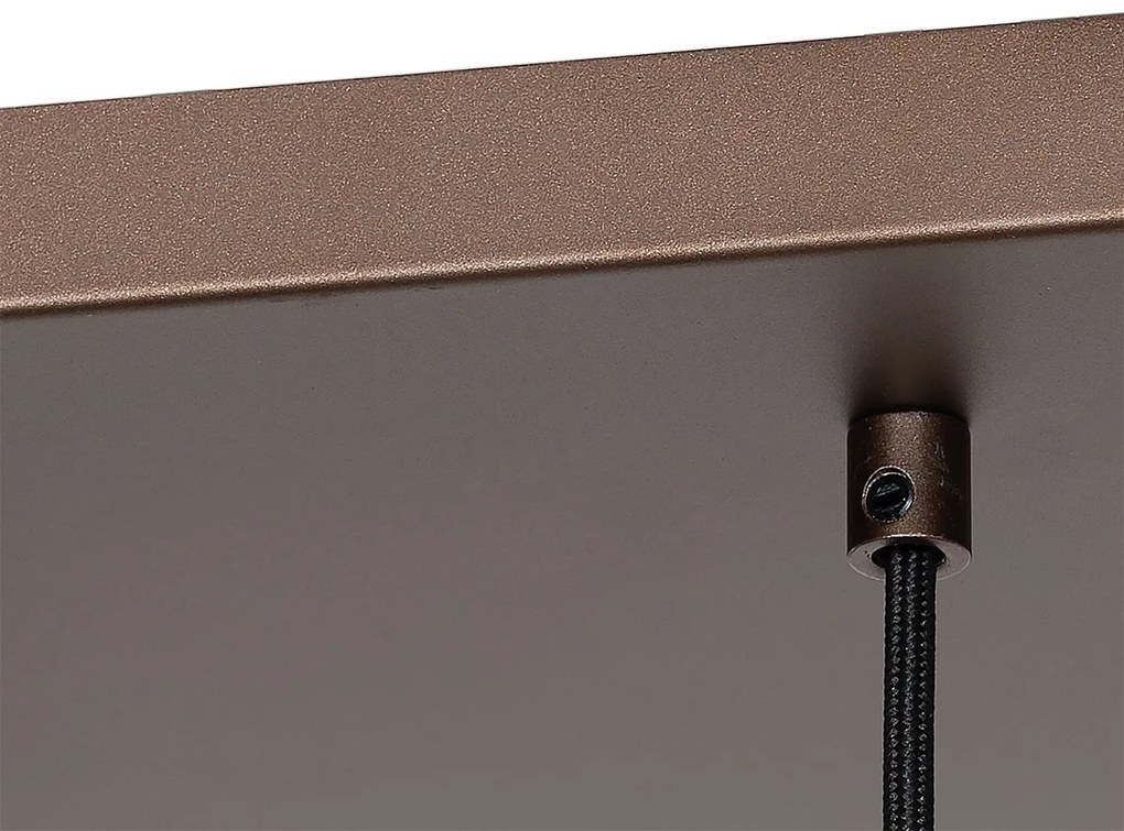 Art Deco hanglamp donkerbrons met amber glas 8-lichts - Sandra