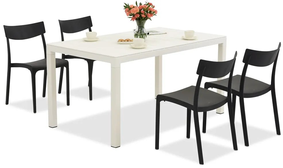 King/Provence wit en antraciet tuinmeubelset voor 4 personen Bica