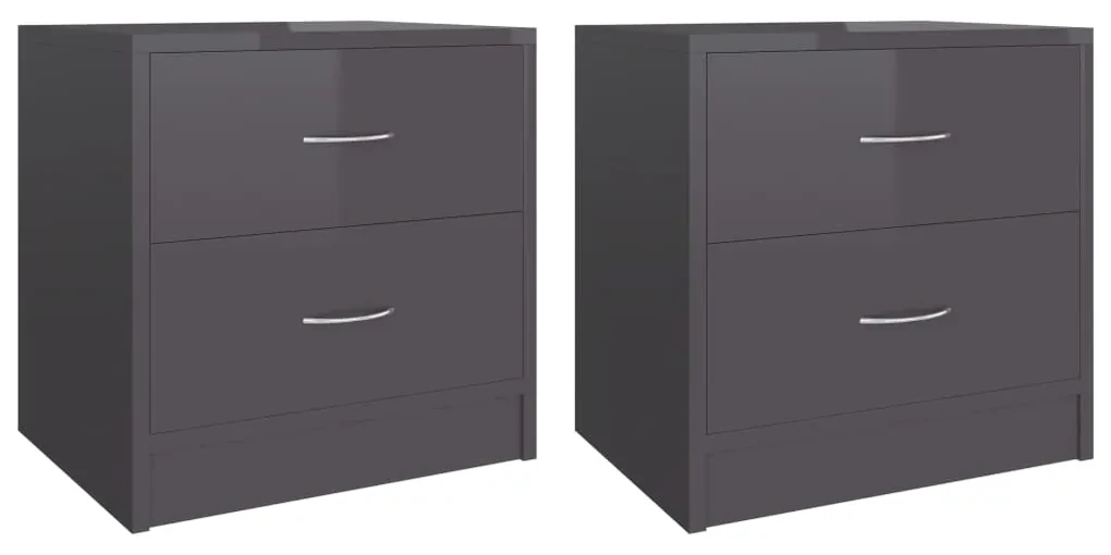 vidaXL Nachtkastjes 2 st 40x30x40 cm spaanplaat hoogglans grijs