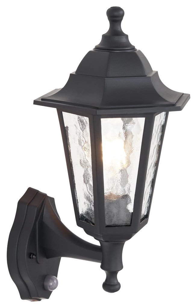 Buiten wandlamp zwart met bewegingssensor IP44 - New Haven Hammered