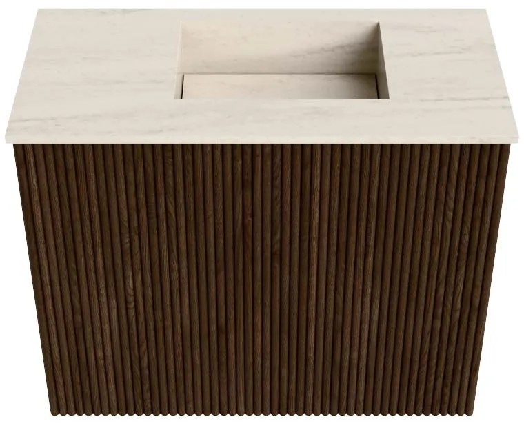 Mondiaz Joya DLux 50cm toiletmeubel walnut met wastafel faye rechts 1 kraangat meli
