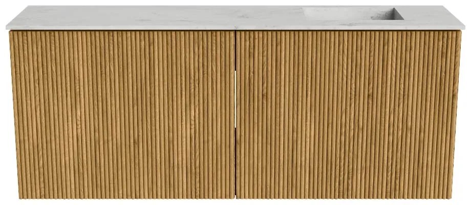 Mondiaz Joya DLux 100cm toiletmeubel oak met wastafel faye rechts zonder kraangat opalo
