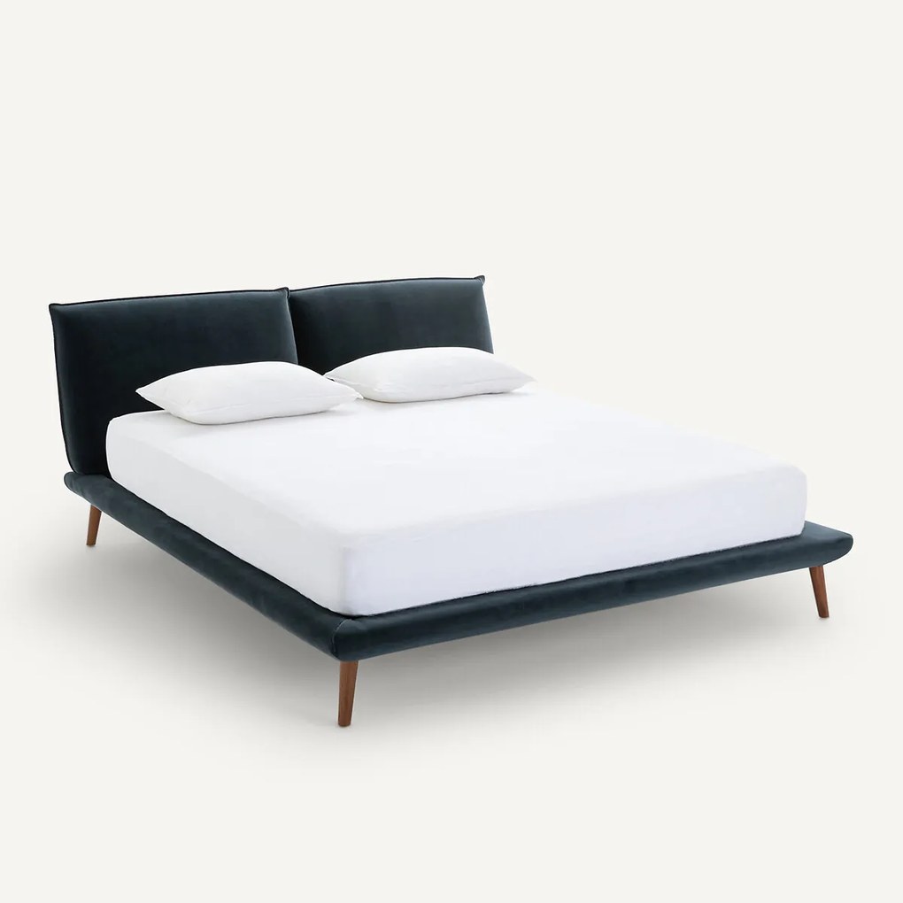 Bed in fluweel met lattenbodem, Aurore design E. Gallina