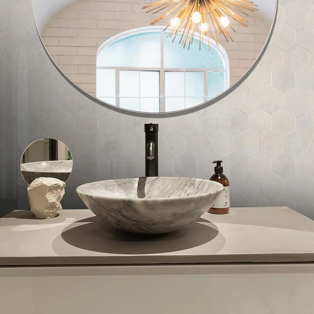 Zelfklevende Hexagon Crema Beige - 29.2 cm x 25.4 cm x 0.33 cm | 0.5 kg | Paneli zelfklevende steenstrips