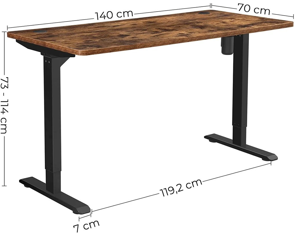 Nancy's Kingman Bureau - Elektrisch Verstelbaar - Zit-Statafel - Werkplek - Industrieel - 140 x 70 cm